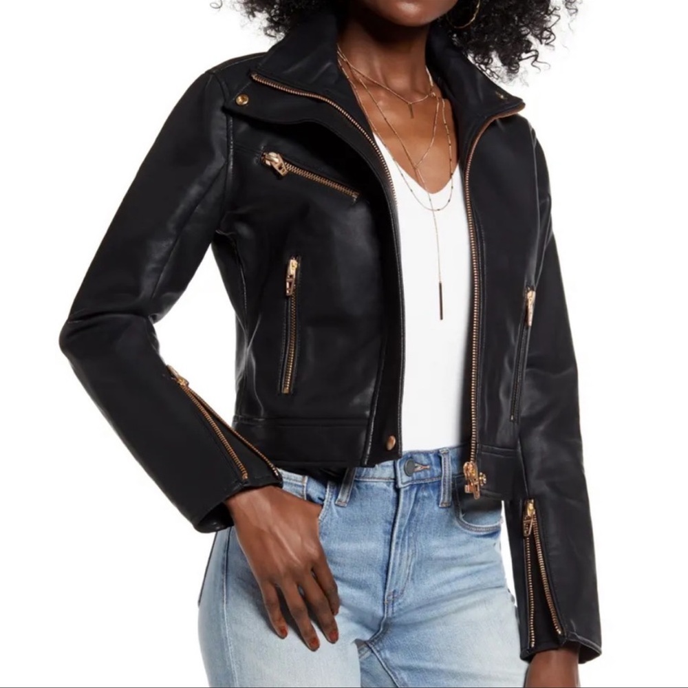 BLANKNYC faux leather jacket, black, size XS